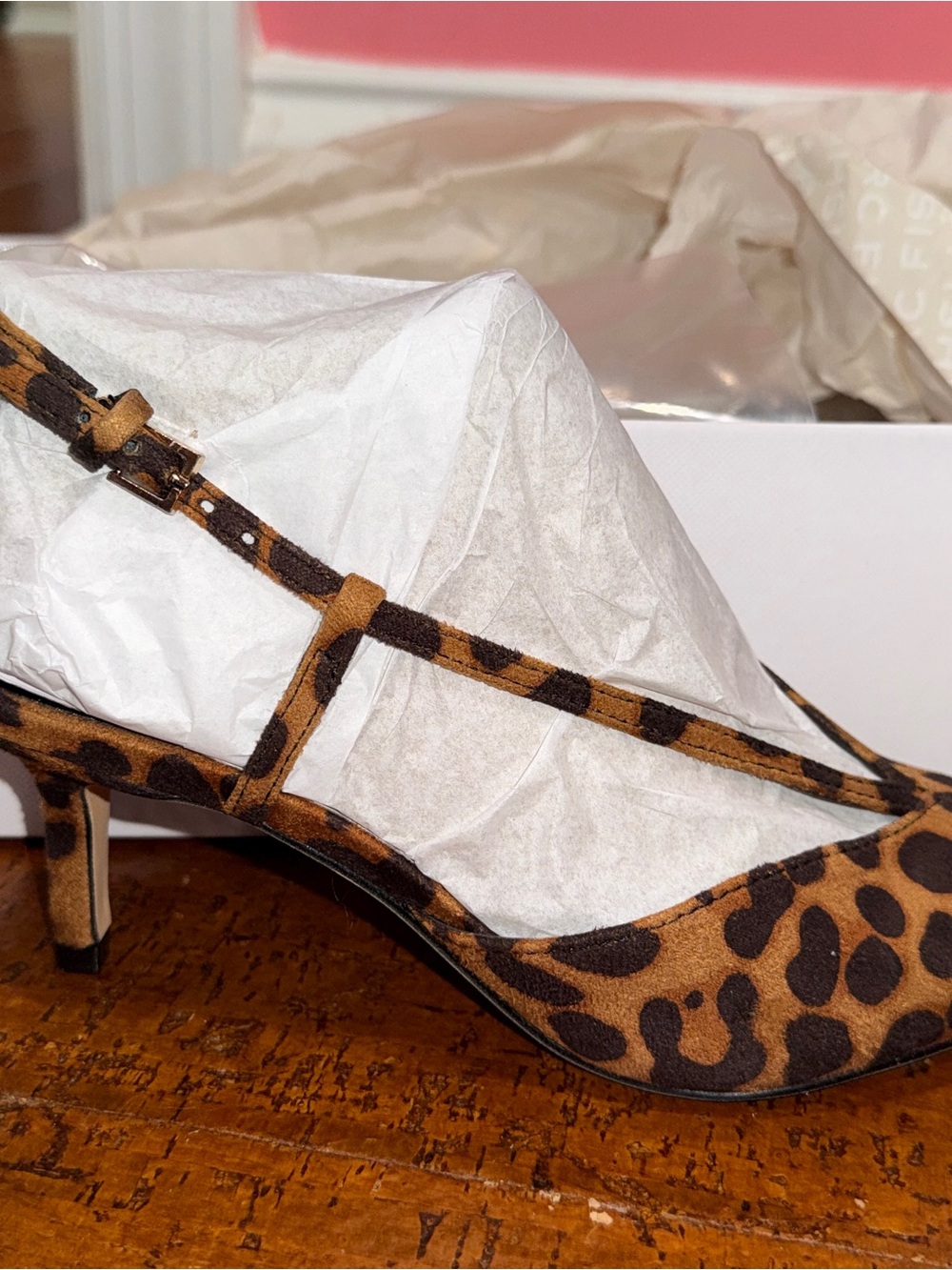 Marc Fisher Leopard T-Strap Kitten Heel Pumps - Brown & Black